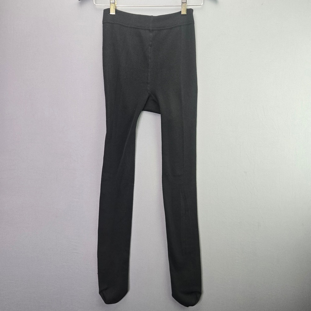 Unbranded Footed Leggings Thermal Knit Tights Small Black High Waist Layering